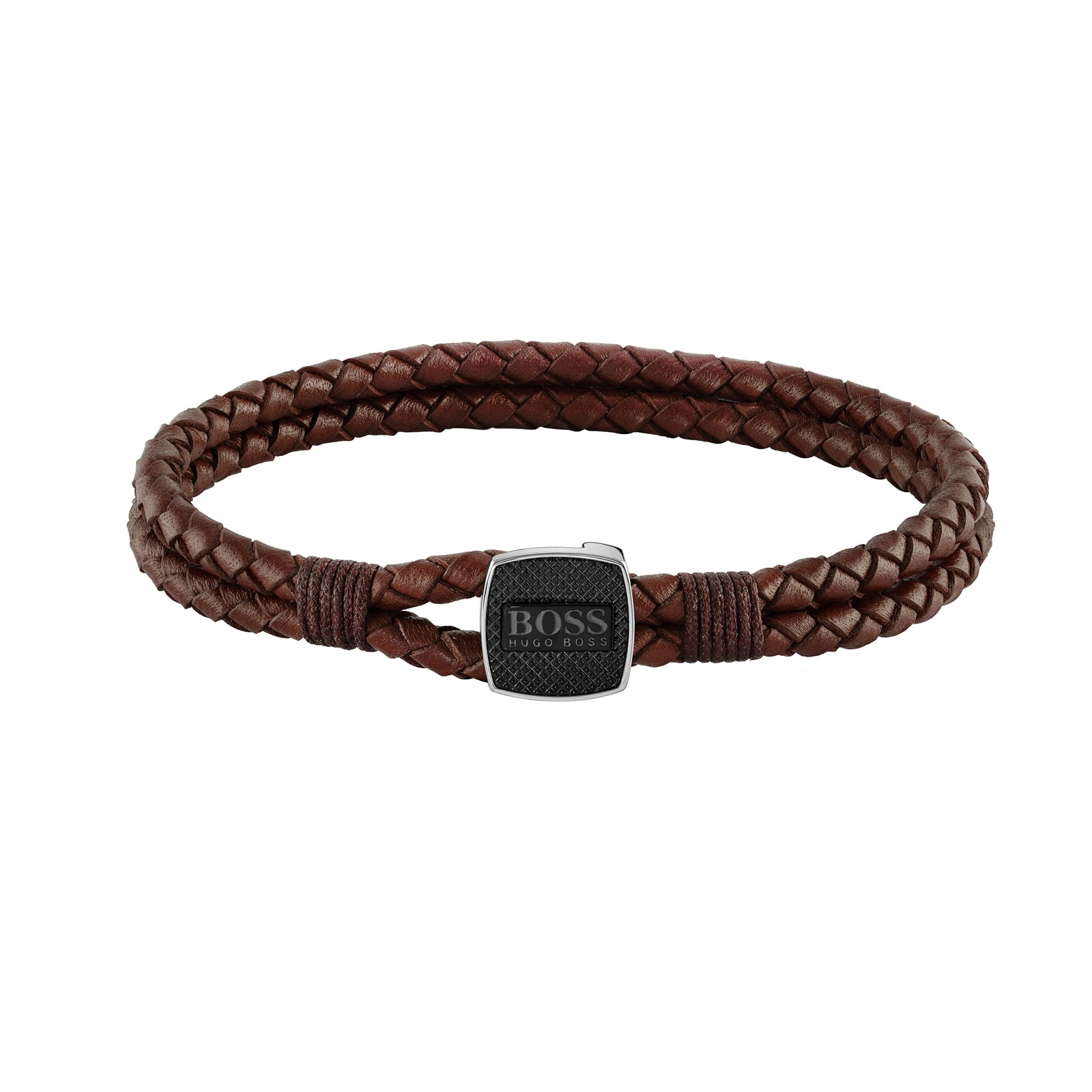 Seal Brown Leather Stainless Steel Bracelet