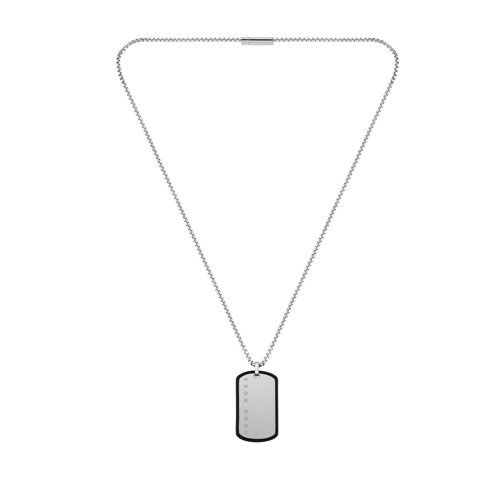 Boss | Gents BOSS ID Brushed Stainless Steel Dog Tag Necklace | Studio