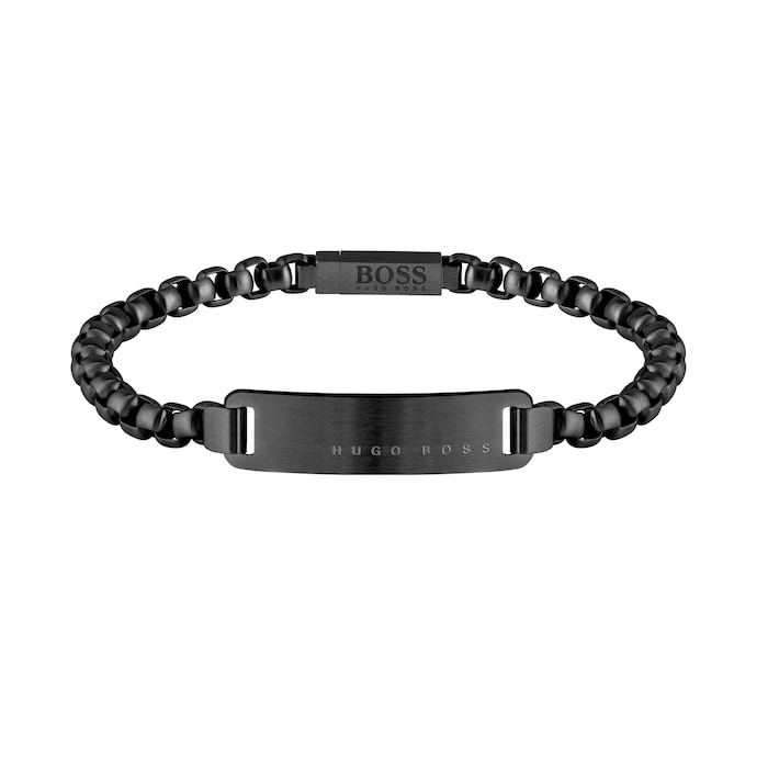 BOSS ID Black Plated Stainless Steel Bracelet