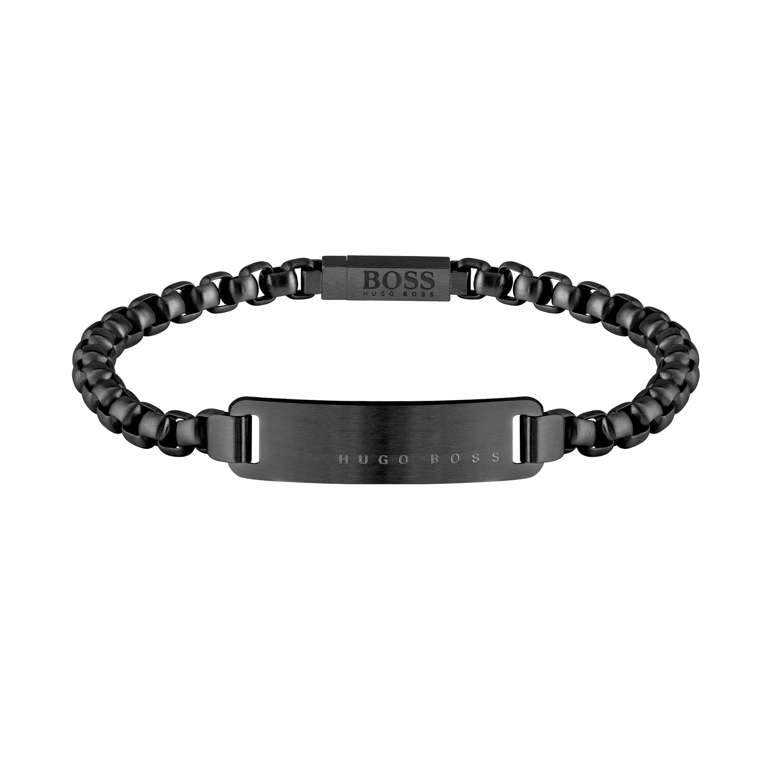BOSS ID Black Plated Stainless Steel Bracelet