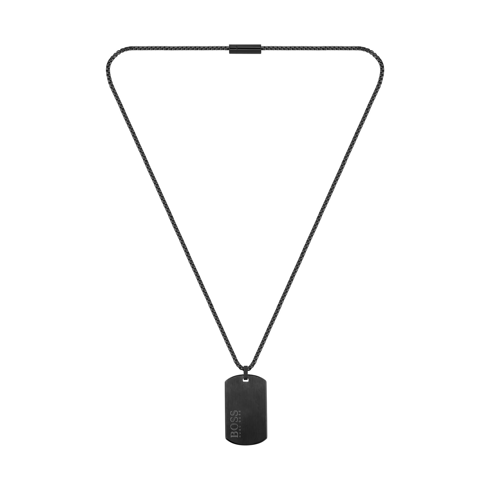 BOSS ID Black Plated Stainless Steel Necklace