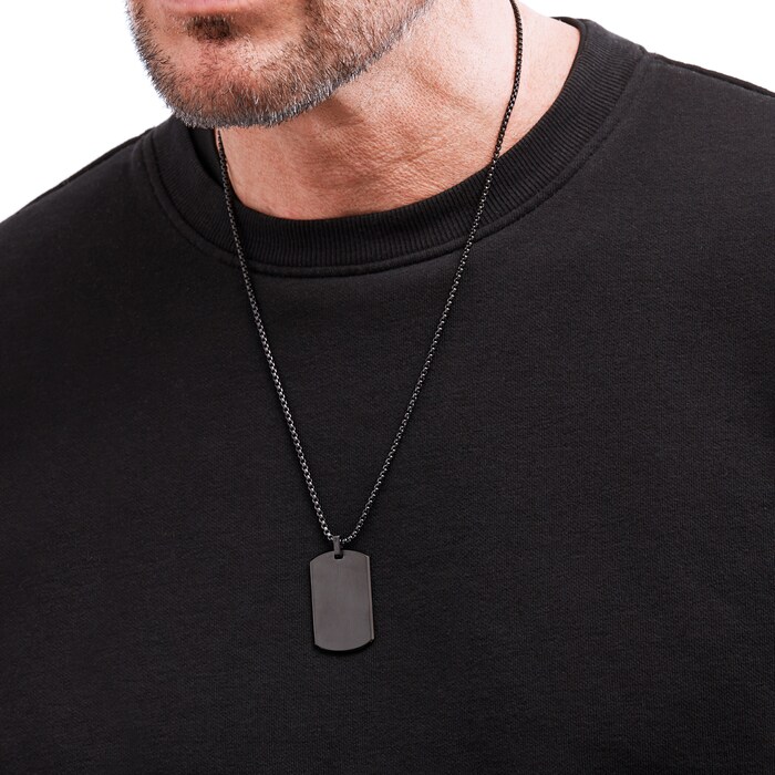 BOSS ID Black Plated Stainless Steel Necklace