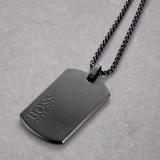 BOSS ID Black Plated Stainless Steel Necklace
