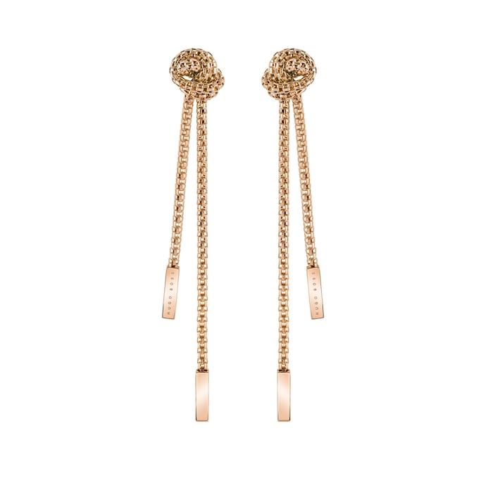 BOSS Rosette Rose Gold Coloured Drop Earrings
