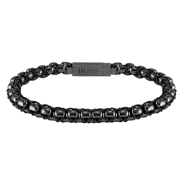 BOSS Box Black Plated Stainless Steel Bracelet