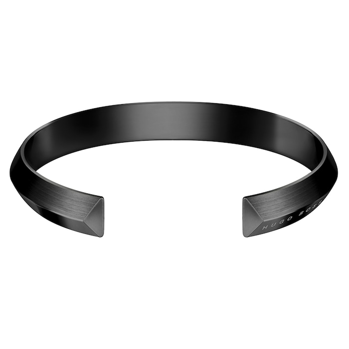 BOSS Black Plated Stainless Steel Rooftop Bangle