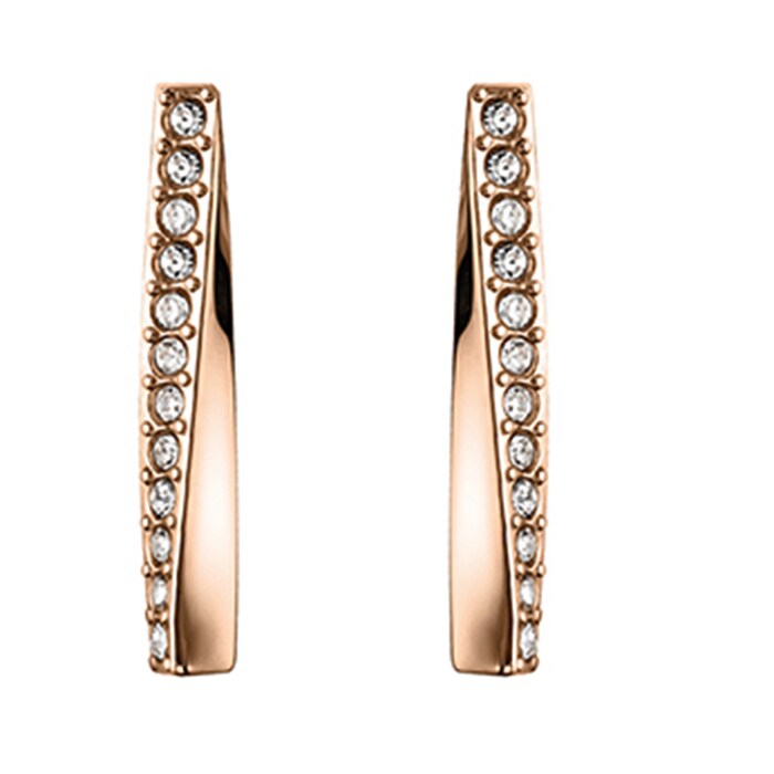 BOSS Rose Gold Coloured Twisted Stud Earrings