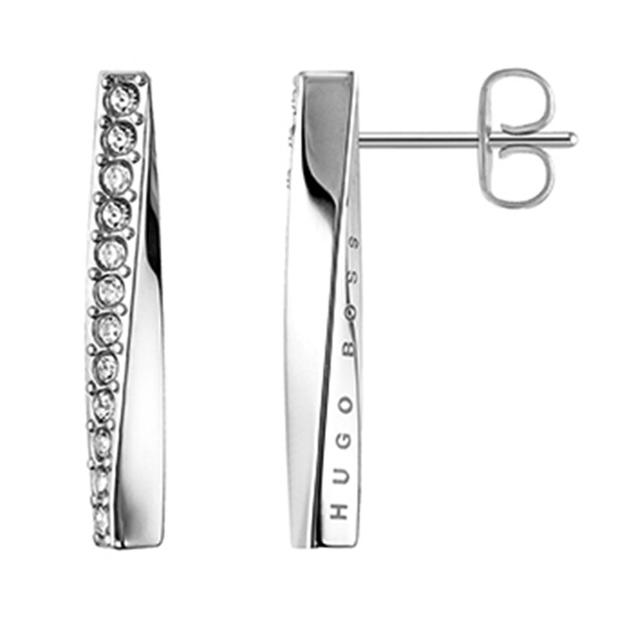 BOSS Rose Stainless Steel Twisted Stud Earrings