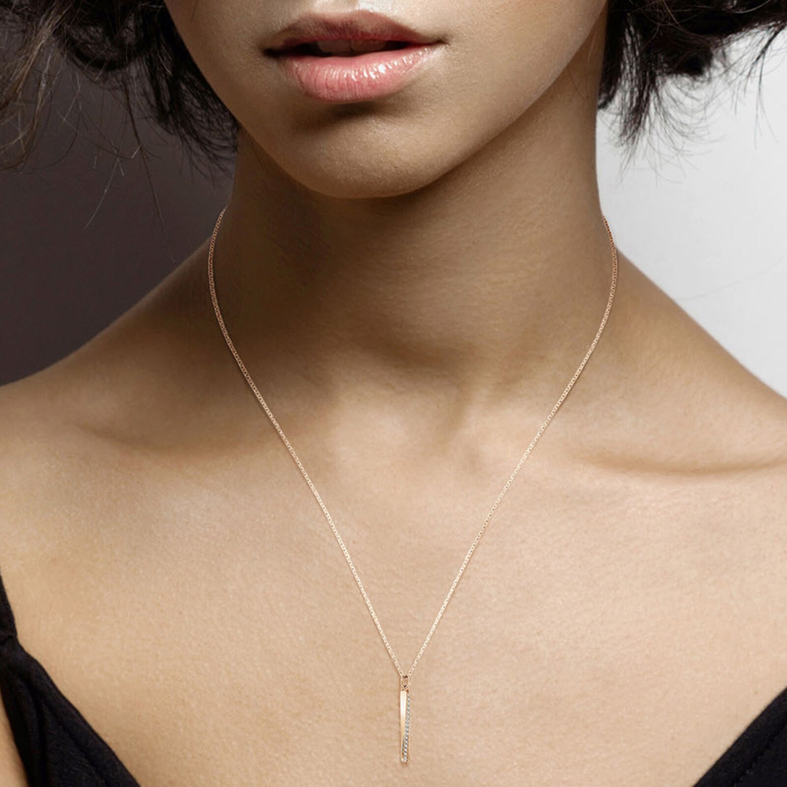 BOSS Rose Gold Coloured Twisted Bar Pendant