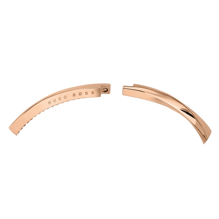 BOSS Rose Gold Coloured Twisted Bar Bangle