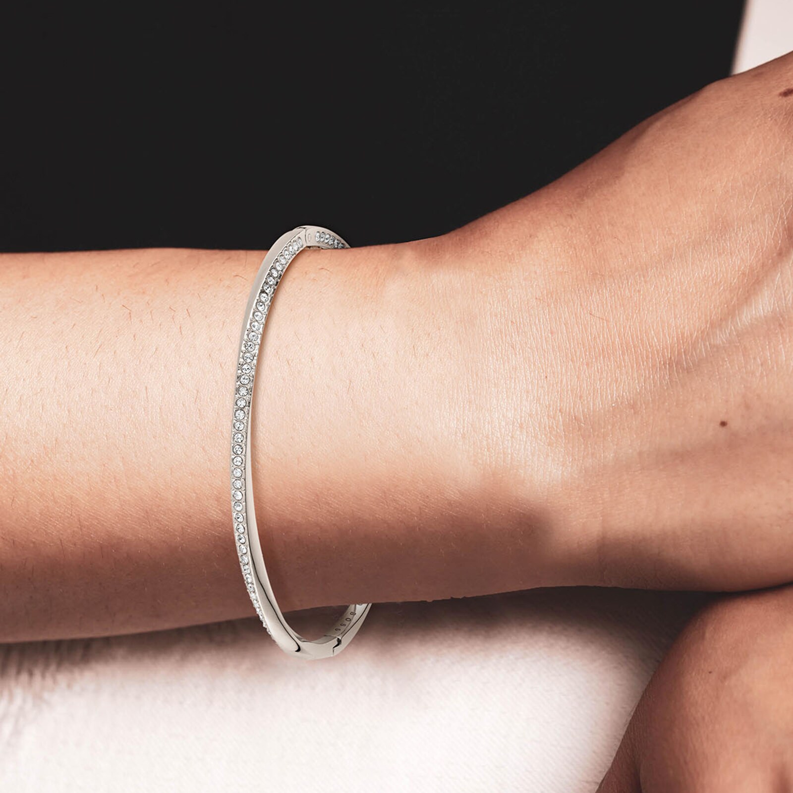 BOSS Stainless Steel Twisted Bar Bangle