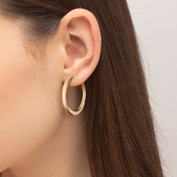 BOSS Signature Rose Gold Coloured Hoop Earrings