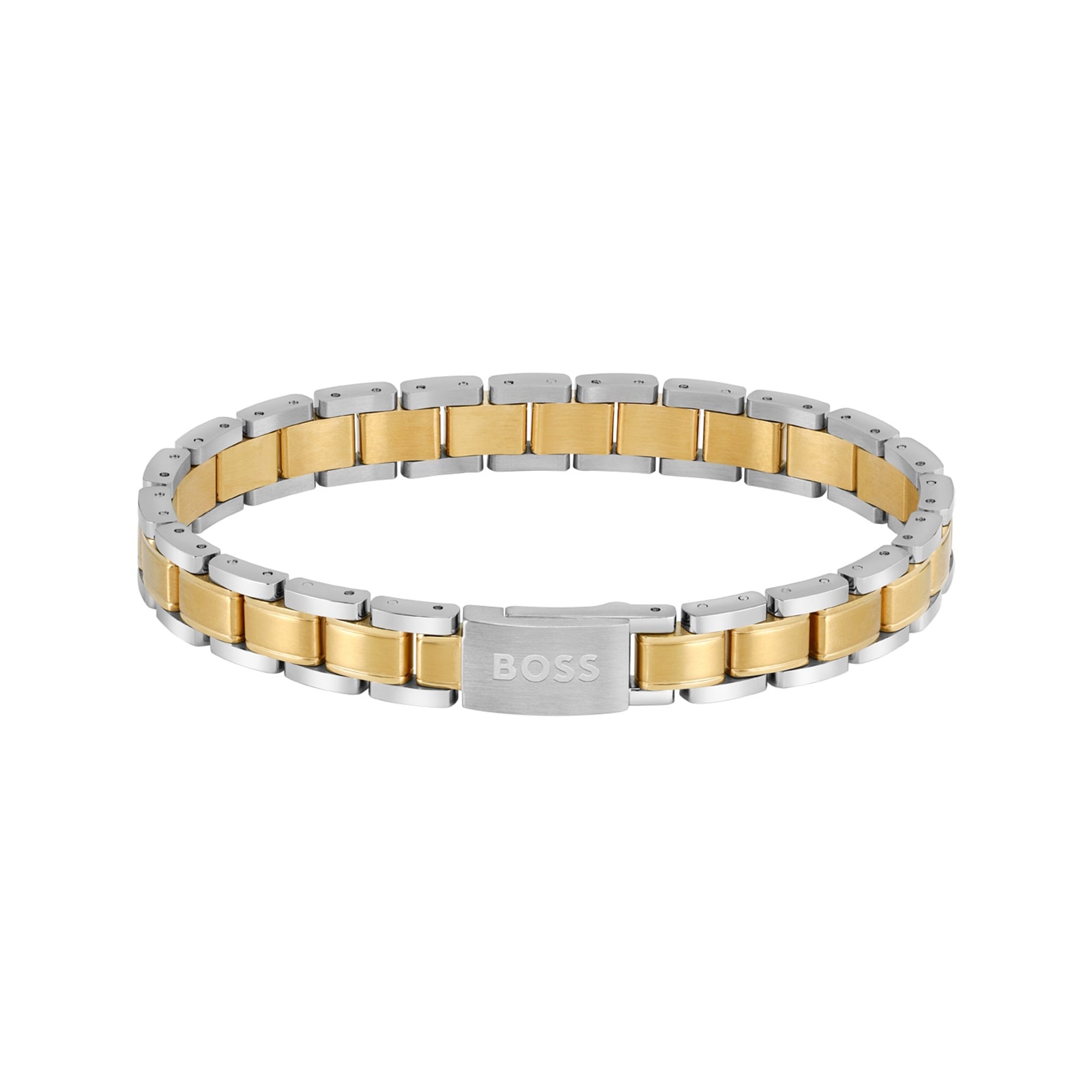 BOSS Gents BOSS Stainless Steel And Yellow Gold Coloured ID Bracelet