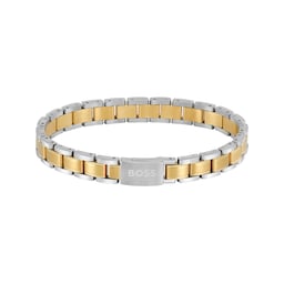 37990118 - Gents BOSS Stainless Steel And Yellow Gold Coloured ID Bracelet