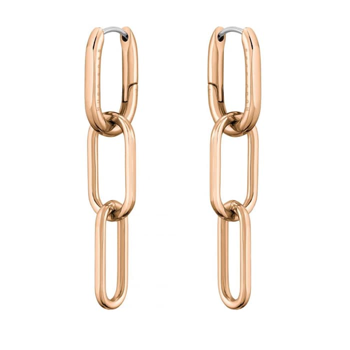 BOSS Tessa Gold Coloured Link Drop Earrings