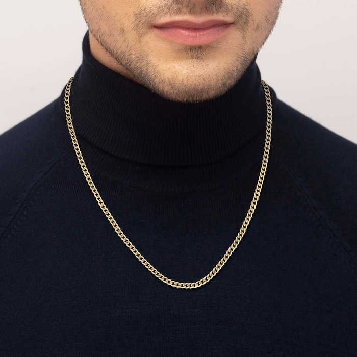 BOSS Gents BOSS Yellow Gold Coloured Curb Chain Necklace