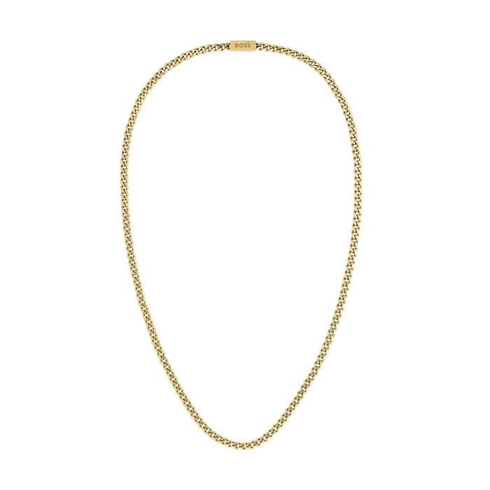 BOSS Gents BOSS Yellow Gold Coloured Curb Chain Necklace