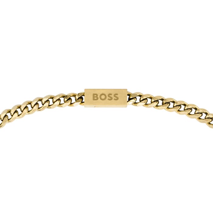 BOSS Gents BOSS Yellow Gold Coloured Curb Chain Necklace