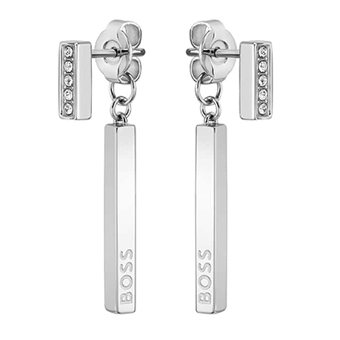 BOSS Ladies BOSS Saya Stainless Steel Crystal Drop Earrings