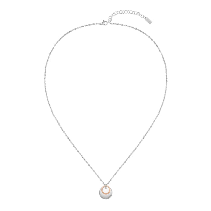 BOSS Medallion Rose Gold Coloured & Stainless Steel Necklace