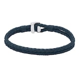 BOSS Seal Blue Leather & Stainless Steel Bracelet