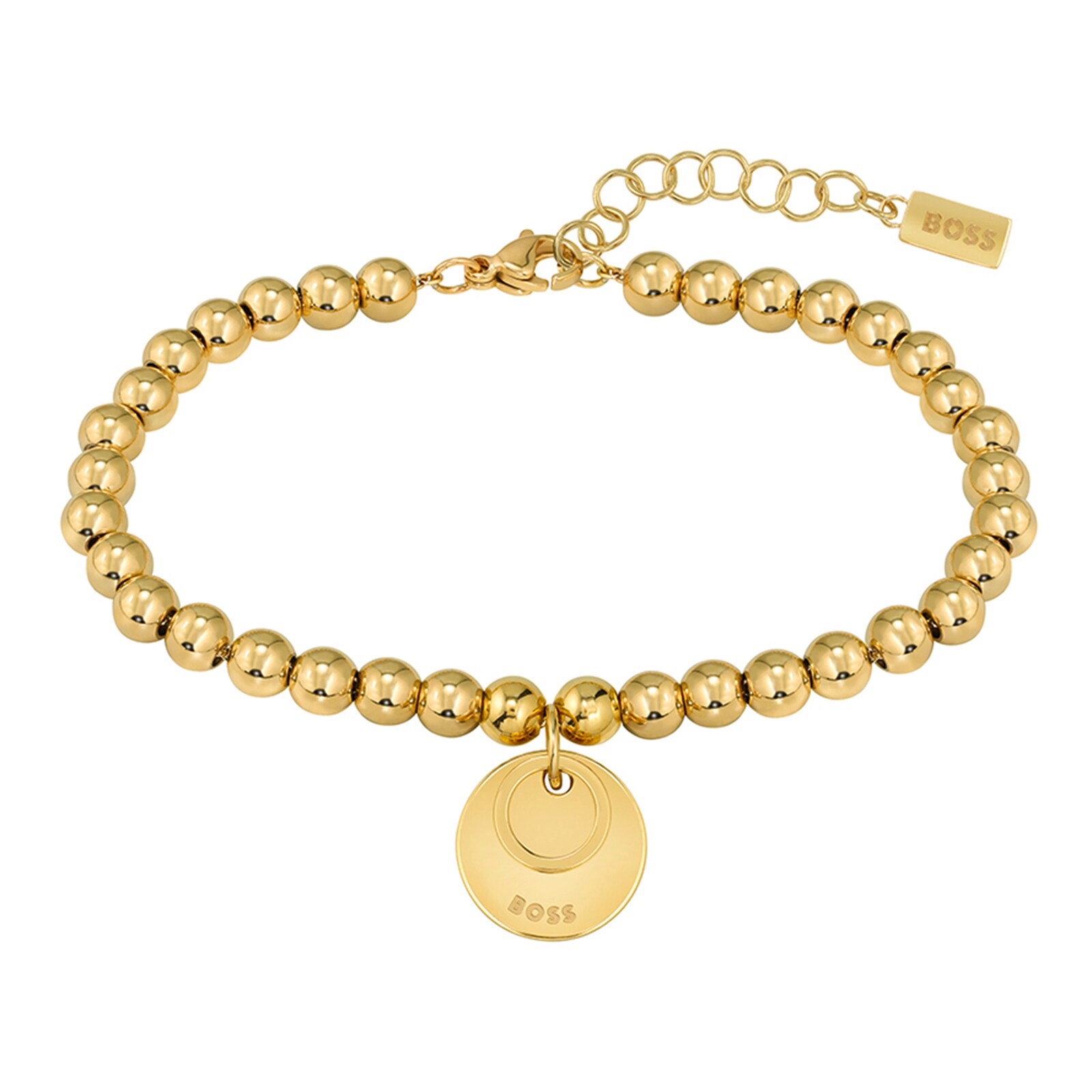BOSS Ladies BOSS Yellow Gold Coloured Medallion Bead Bracelet
