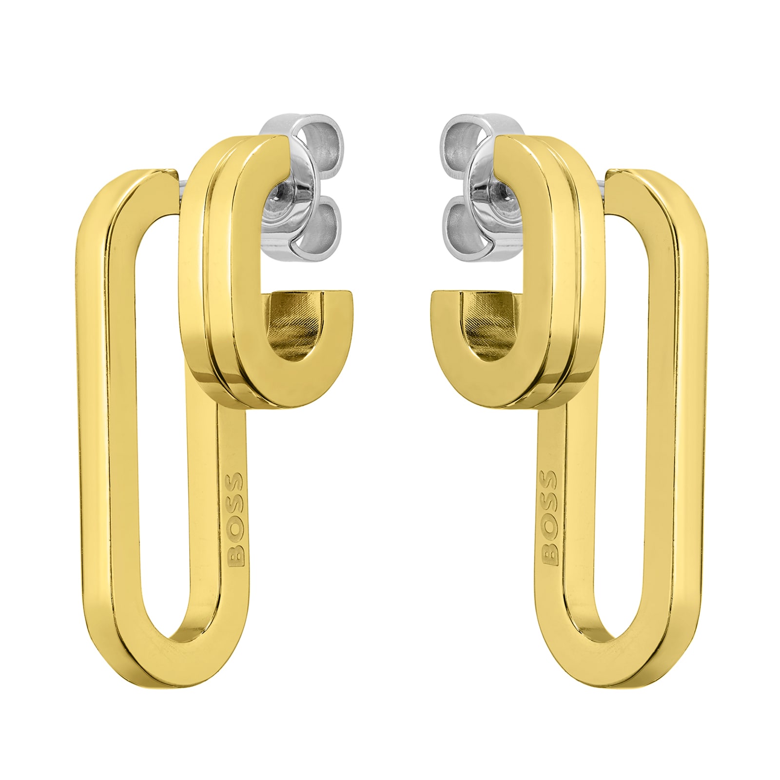 BOSS Ladies BOSS Hailey Yellow Gold Coloured Drop Link Earrings BOSS Ladies BOSS Hailey Yellow Gold Coloured Drop Link Earrings