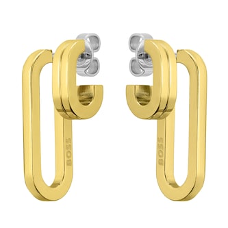 BOSS Ladies BOSS Hailey Yellow Gold Coloured Drop Link Earrings BOSS Ladies BOSS Hailey Yellow Gold Coloured Drop Link Earrings