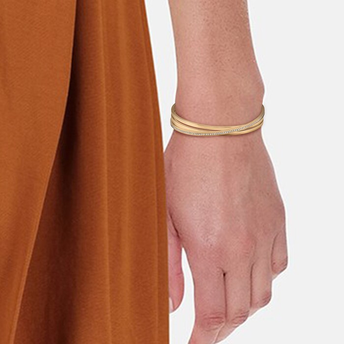 BOSS Rose Gold Coloured Stainless Steel & Cubic Zirconia Saya Bracelet