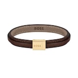 BOSS Mens Grover Brown Leather Bracelet