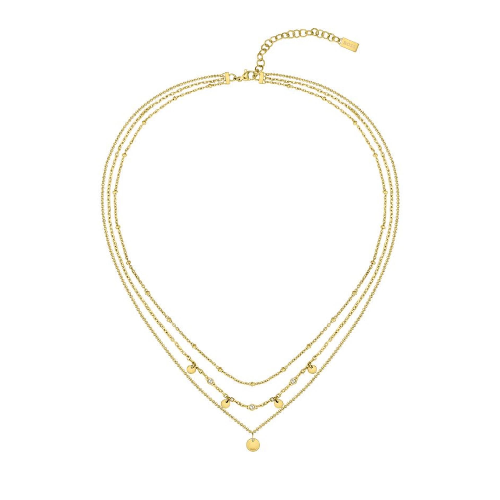 BOSS Yellow Gold Plated Iris Multi Strand Necklace