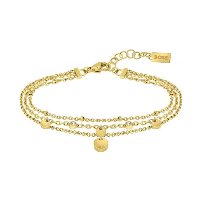 BOSS Yellow Gold Plated Iris Multi Strand Bracelet