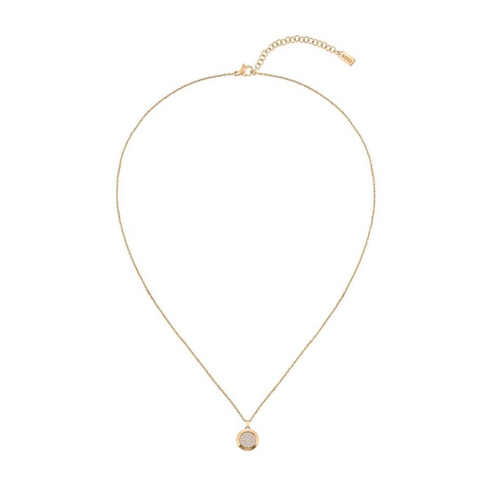 BOSS Ladies BOSS Rose Gold Coloured Medallion Crystal Necklace 1580383 ...