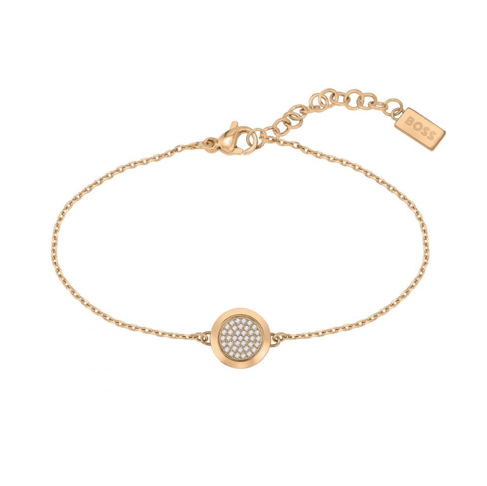 BOSS Ladies BOSS Rose Gold Coloured Crystal Medallion Bracelet