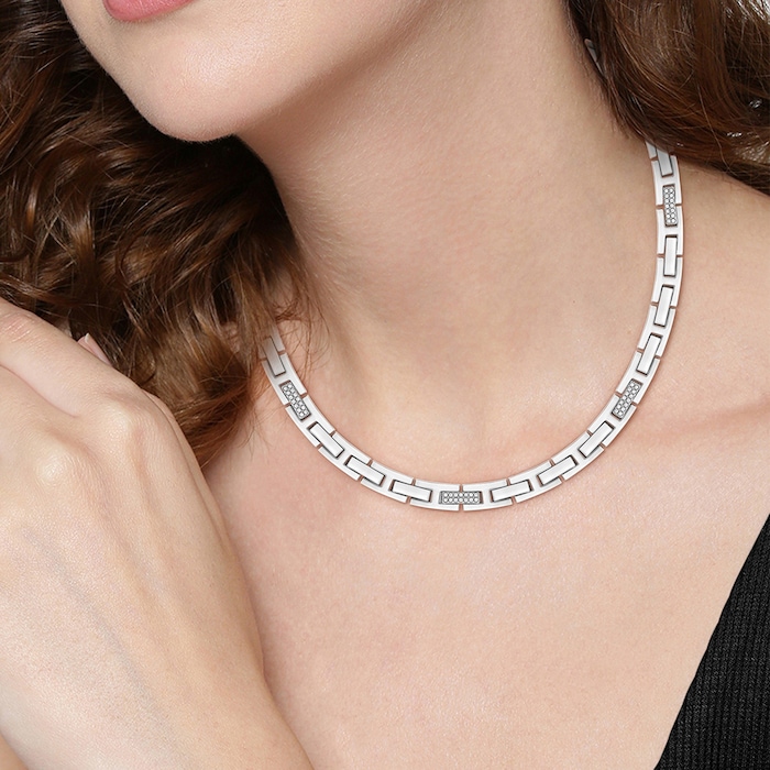 BOSS Thalia Stainless Steel CZ Necklace