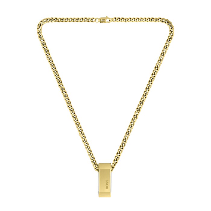 BOSS Mens Yellow Gold Plated Two Toned Chain Pendant