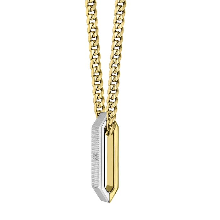BOSS Mens Yellow Gold Plated Two Toned Chain Pendant