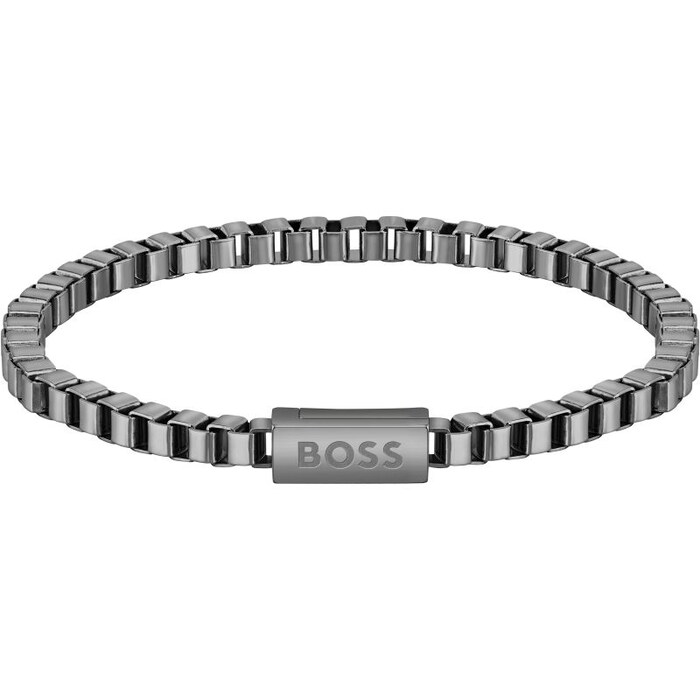 BOSS Mens Black Stainless Steel Chain Bracelet