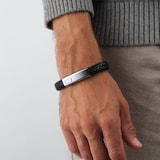 BOSS Mens Black Woven Leather Bracelet
