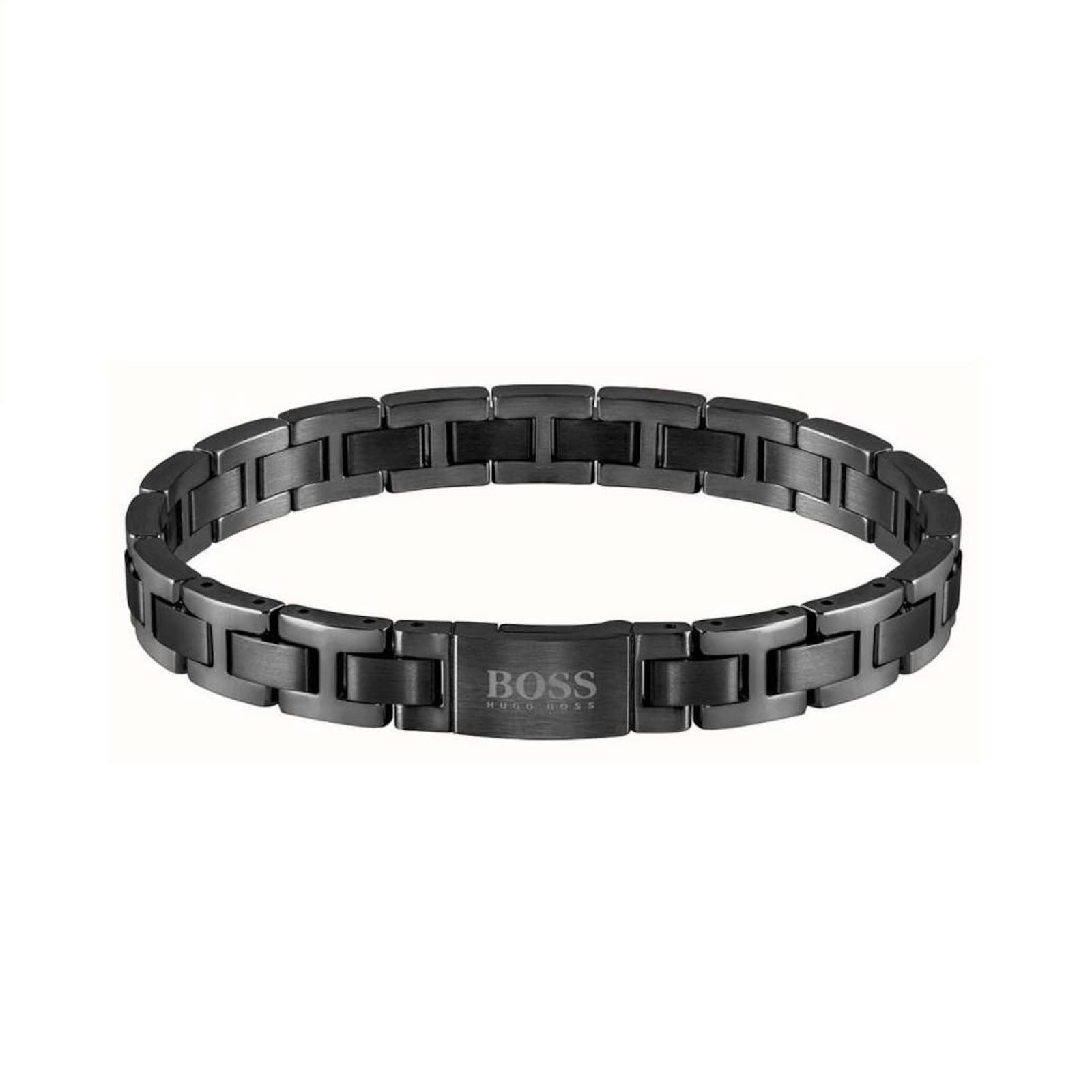 BOSS Mens Black Link Bracelet 1580055 Goldsmiths