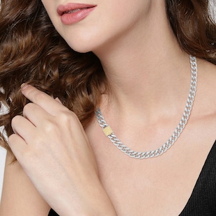 BOSS Ladies Caly Stainless Steel Stamped Link Necklace 1580396 
