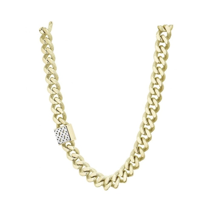 BOSS Ladies Caly Light Yellow Gold Plated Stamped Link Necklace