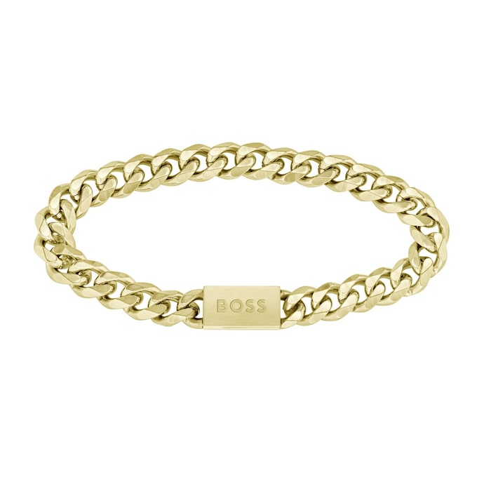 BOSS Mens Light Yellow Gold Plated Bracelet
