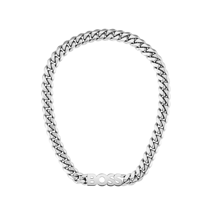 BOSS Mens Kassy Stainless Steel Chain Logo Necklace