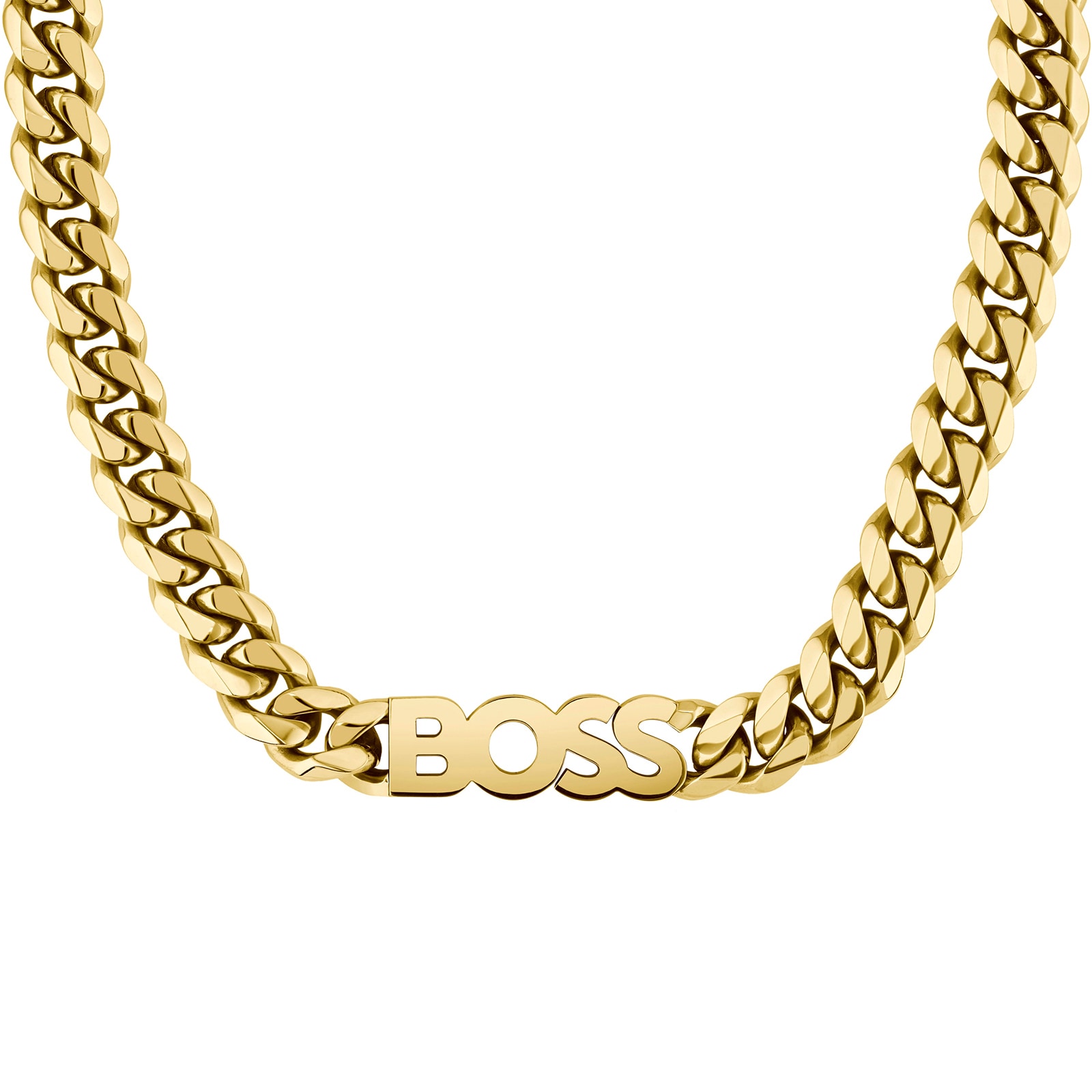 Mens Kassy Light Yellow Gold Plated Chain Logo Necklace