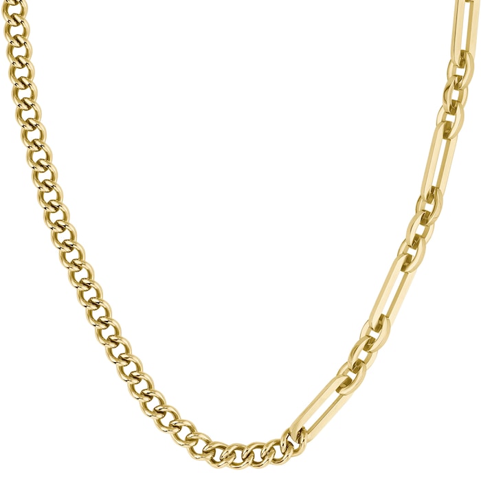 BOSS Mens Mattini Light Yellow Gold Plated Chain & Links Necklace