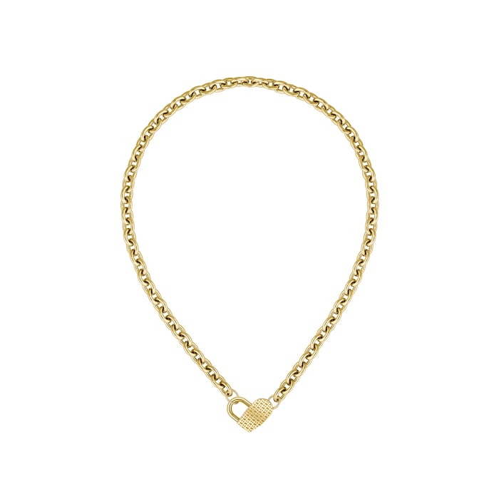 BOSS Ladies BOSS Dinya Yellow Gold Coloured Heart Necklace