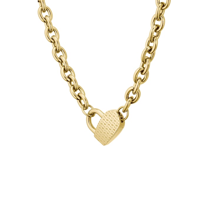 BOSS Ladies BOSS Dinya Yellow Gold Coloured Heart Necklace