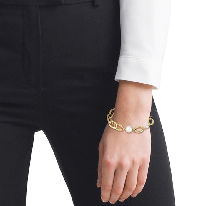 BOSS Ladies BOSS Leah Yellow Gold IP Baroque Pearl Bracelet