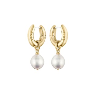 BOSS Ladies BOSS Leah Yellow Gold IP Baroque Pearl Drop Earrings